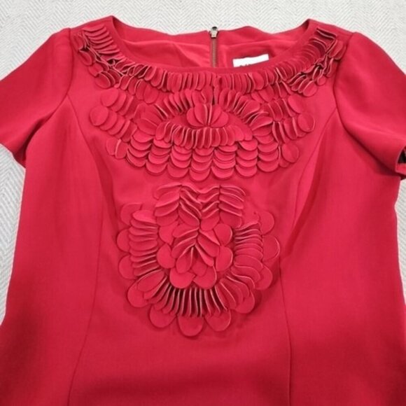 NUE by Shani S1025 Size 2 Leather Accents Red Shapewear Midi Dress Quiet Luxury - Picture 8 of 16